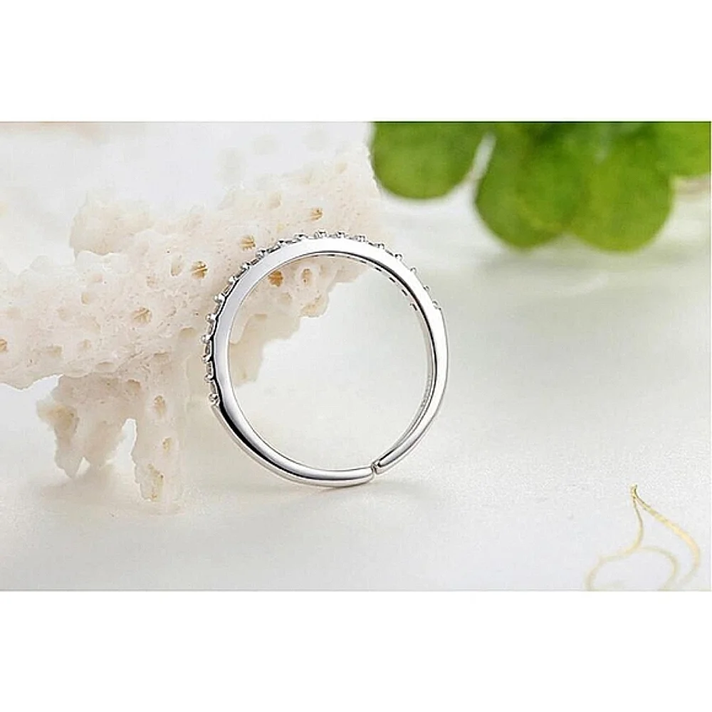 NEW Women's Simulated Diamonds 925 Sterling Silver Band Ring,‎ Adjustable